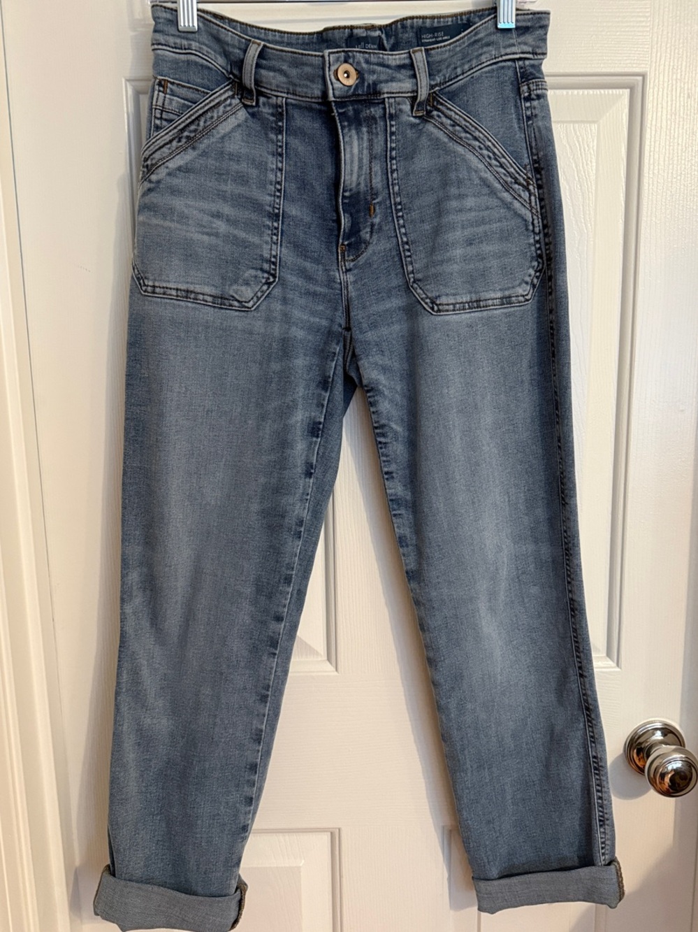 J. Jill Straight Leg High Rise Ankle Jeans in Faded Blue Denim